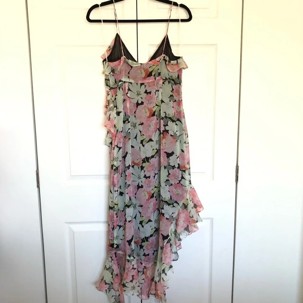 Black Floral Zara Chiffon Midi Dress Size M - Picture 7 of 9